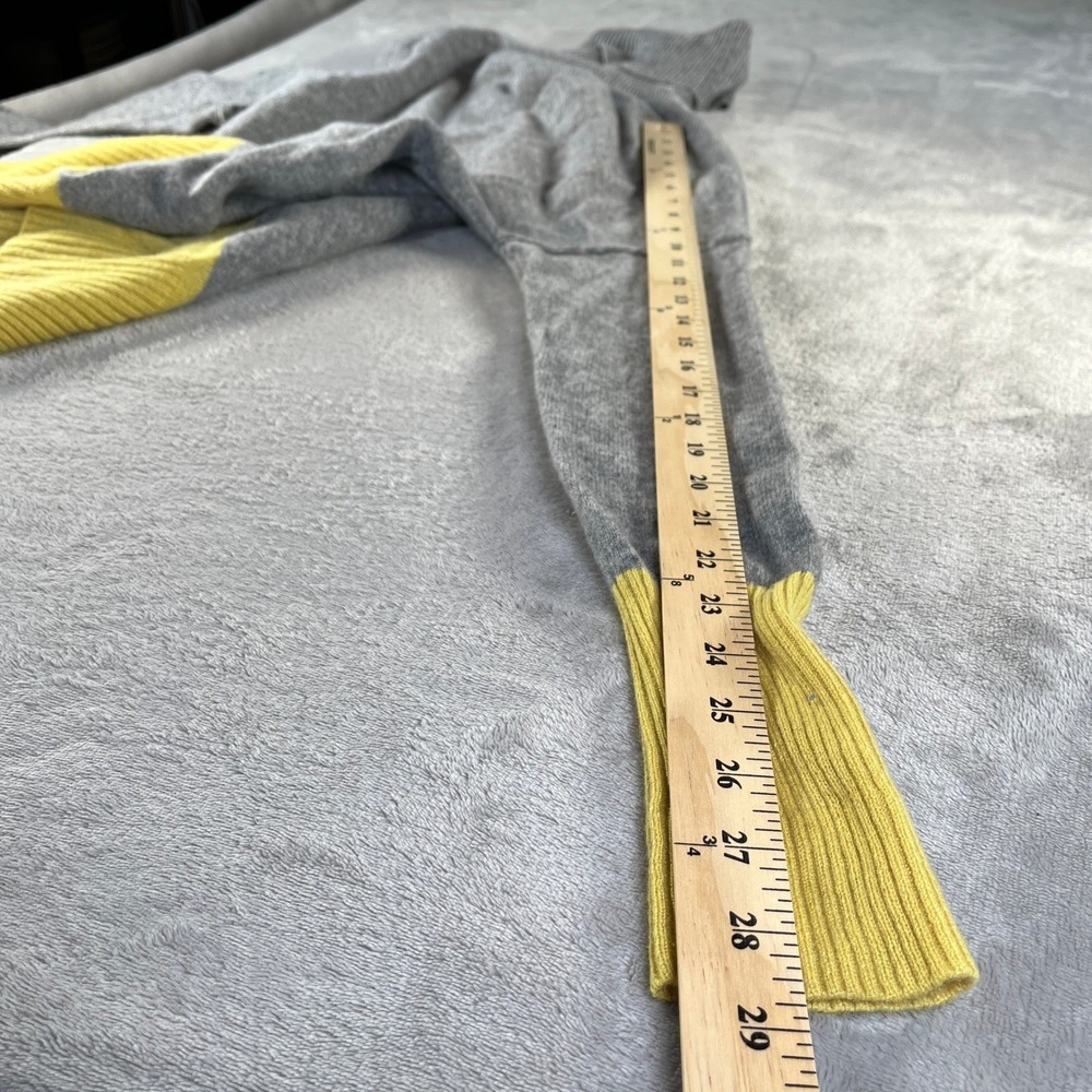 TJX Europe Cashmere Turtleneck Sweater XL Gray Yellow Colorblock Transitional - Picture 9 of 10